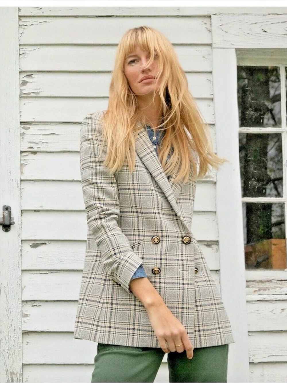 $798 Veronica Beard ORIA Navy Ivory Plaid Dickey jacket blazer sz 12